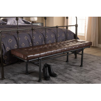 Baxton Studio YLX-7009-PU Zelie Rustic and Industrial Brown Faux Leather Upholstered Bench